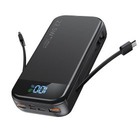 Comes With A 2-wire Digital Display Super Fast Charging Power Bank (Color: BLACK)