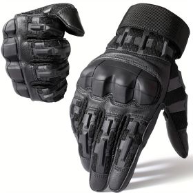 Tactical Gloves for Men - Touch Screen, Non-Slip, Full Finger Protection for Shooting, Airsoft, Military, Paintball, Motorcycle, Cycling, Hunting (Color: BLACK, size: L)