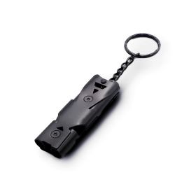 Stainless Whistle Double Tube Lifesaving Emergency SOS Outdoor Survival Whistle (Color: BLACK)