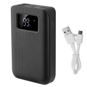 10000mAh Portable Power Bank External Battery Pack Charger Dual USB Charge Ports with LCD Display Flashlight Type C Micro USB Lightning Input Por (Color: BLACK)