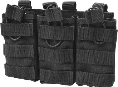 Molle Open Top Double Triple Mag Pouch (Color: BLACK, size: Triple)