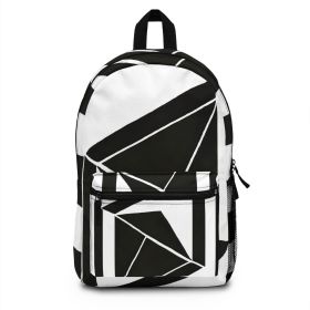 Backpack - Large Water-resistant Bag, Black And White Geometric Pattern (Bag Size: One size)