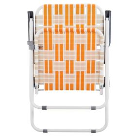 Set of 2 Webbed Folding Beach Chairs, Outdoor Patio Lawn Foldable Chairs for Camping Fishing Yard Poolside BBQ, Orange & White (Color: As Picture)