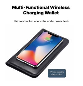 The Charging Wallet Is An Indispensable And Versatile Companion For Everyday Travel. With A Built-in Charging Module, The Battery Life Of The Mob (Color: BLACK)